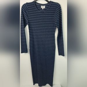 Seed Heritage Medium Dress Striped Fitted Long. Dark Blue color. Long sleeve